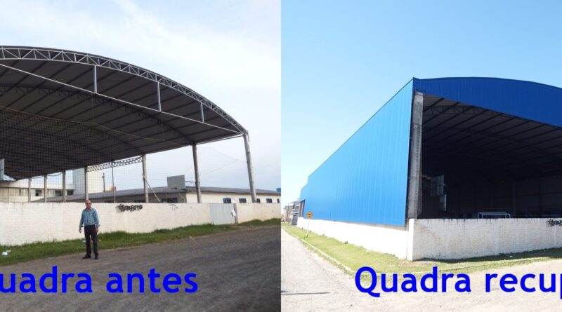 Quadra antes e depois da reforma