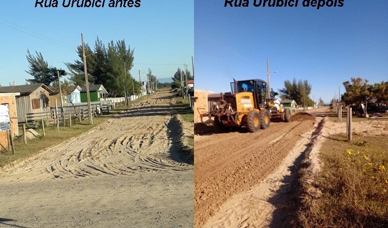 Rua Urubici na Praia do Pescador recebeu seixo rolado