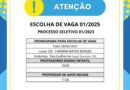 Escolha de Vagas – Processo Seletivo Edital nº 01/2023